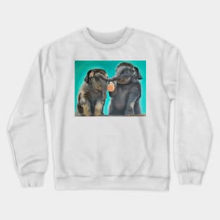 Baby elephants acrylic painting Crewneck Sweatshirt